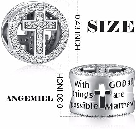 Висулки във формата на Кръст от Сребро 925 Проба CZ за Бога Всичко е Възможно Отговарят на европейските Браслетам като Змия