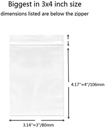 3 x 4, (опаковка от 200 броя) Малки Прозрачни Найлонови торбички с цип, с Закрывающимся закопчаване-цип За Съхранение