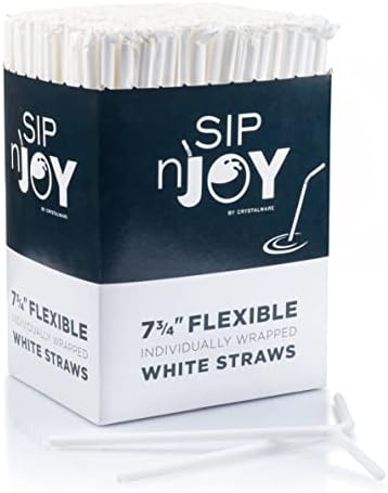 Обемна опаковка кристал съдове за готвене от 380 на гъвкави пластмасови соломинок за пиене - Бял, В индивидуална опаковка, безопасна за храна, която не съдържа бисфен