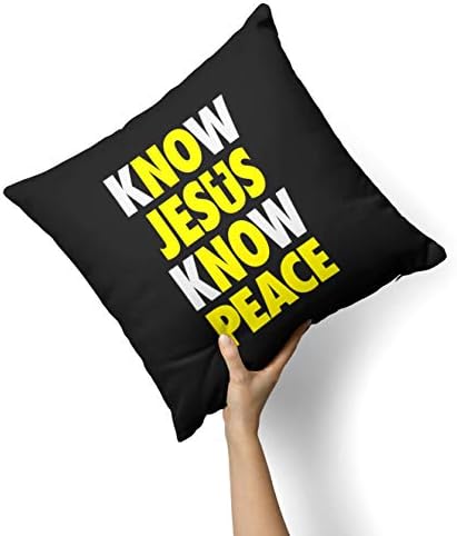 iiRov Know Jesus Know Peace - Бяло и жълто на Върха на черно - Индивидуален Декоративен Начало Декор На закрито или на открито, Калъфка за дивана, на леглото или на диванной възгл