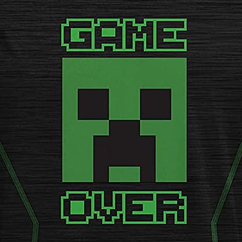 Тениска с видео игри За момчета Minecraft - Черно-Зелено Лице Крипера - Официална фланелка