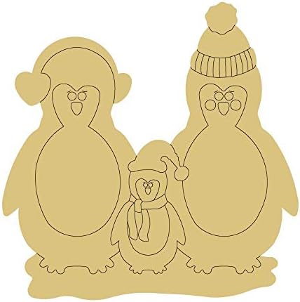 Дизайн семейство Пингвини Линии, Силует, Незаконченная Дървена рамка, която да Закачалка, Зимна Декорация, Коледна форма