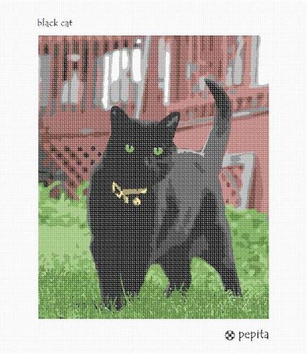 комплект за бродиране pepita: Черна Котка, 10 x 12