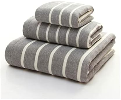 XXXDXDP Комплект хавлиени кърпи в лента за жени и мъже от мек Чист памук за ръце и лице, 3 бр. (Цвят: черен размер: 34