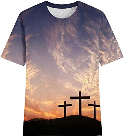 Тениска за Жени, Реколта Тениски с Изображение на Исус, Туника с Принтом Кръст, Тениски, Ежедневни Топ с Къс Ръкав,