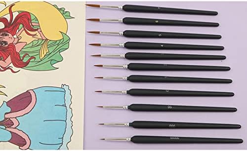 Комплект Четки за рисуване на Детайли, Артистична Четка с Тънък Фитил от 11 Различни Размери за Рисунка, Акварел,