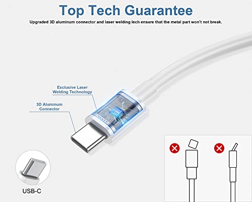 USB кабел C-USB C мощност 100 W, [2 опаковки от 3 фута] Кабел за бърза за зареждане Type C-Type C е съвместим