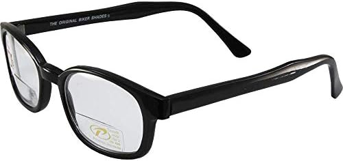 Pacific Coast Оригинални байкерские очила KD от PCSUN в черна рамка + Прозрачни лещи с увеличение 2,00, малки