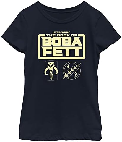Тениска STAR WARS the Kids Book of Boba Fett с логото и символи Stack Girls Хедър за момичета