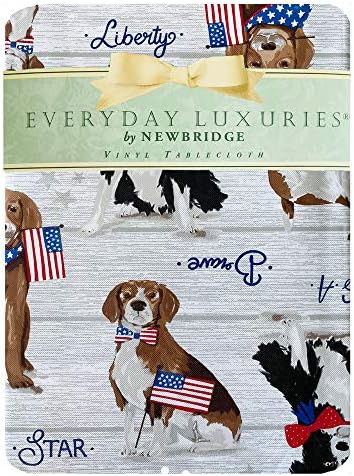 Покривката на Винил Фланела базата с принтом Патриотични кучета Newbridge и американското, Очарователен Дизайн