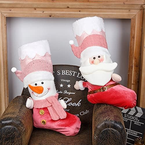 21 Цолови Коледни Чорапи Розови Коледни Чорапи За Окачване На Шоколади На Камината Подарък Чорапи За Начало На Празника