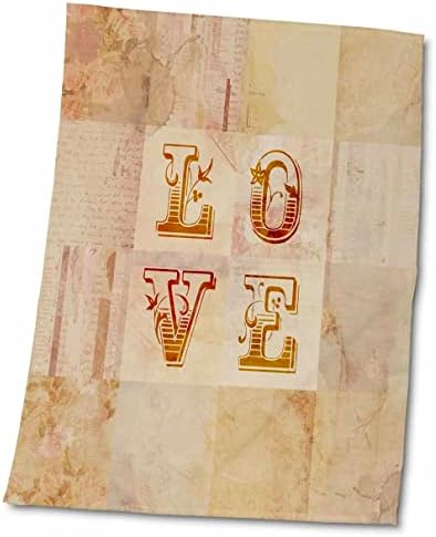 3dRose Любовни писма в Ретро стил, Илюстрация за Ден на Свети Валентин - Кърпи (twl-274884-3)