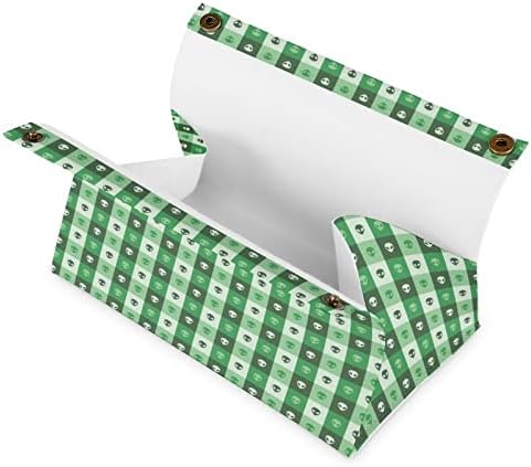 Чужди Лице Зелени Квадрати Капак Кутии За Салфетки Модерни Кърпички От Изкуствена Кожа Държач за Кърпички за Кола
