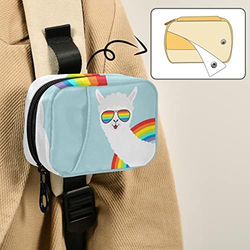 Naanle Rainbow Llama Alpaca Кутия за хапчета, Калъф за хапчета за 7 Дни, на Пътен Органайзер за Хапчета, Чанта с цип, Преносим Седмичен Калъф за носене, Компактни размери за Прите?