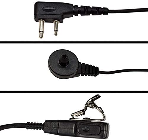 2X HQRP 2-пинов микрофон за слушалки с акустична тръба, съвместим с ICOM IC-T2A, IC-T2E, IC-T2H, IC-T31CP, IC-T3H + HQRP