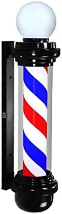 kqe Barber Pole Light Led Червен Бял Син Логото на Фризьорски салон Въртяща се Лампа Salon Shop /68 см