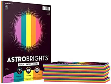 Цветна хартия Astrobrights, 8,5 x 11, 24 кг / 89 гориво, 5 цвята в продуктовата гама на Tropical, 100 листа