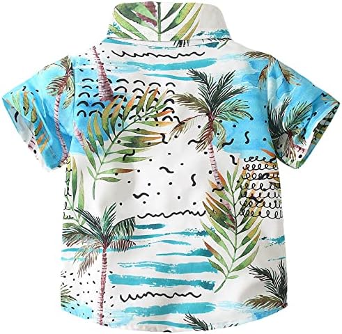 QZH.DUAO/ Хавайски Ризи за Малки и по-Големи Момчета, Върховете на копчета с Забавен Принтом и Къс ръкав, за Деца