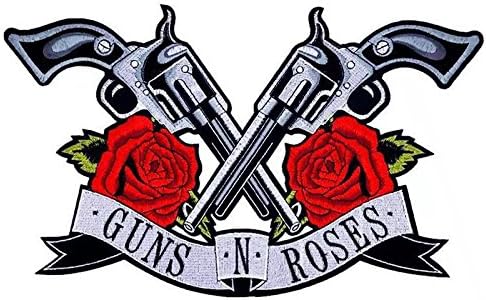 Чисто нов! Ленти Guns Roses 21x36 см Бод на заплате /Бродирана нашивка Тези апликации са напълно подходящи