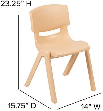 Флаш мебели Whitney, 5 опаковки, штабелируемый училищен стол от масивна пластмаса с височина на седалката 13,25