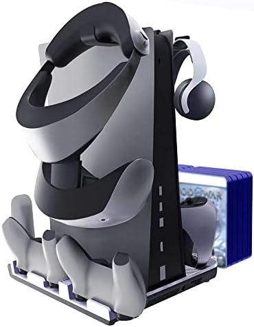 Поставка за зарядно устройство за PS VR2 и контролер PS5, Поставка за Охлаждане зарядно устройство с две Контролери с