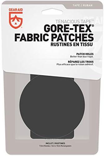 Пластир от тъкан GEAR AID Tenacious Tape GORE-TEX за ремонт якета, Черни, Кръгли и Правоъгълни, 3 Кръгли и 2 x 4Правоъгълни