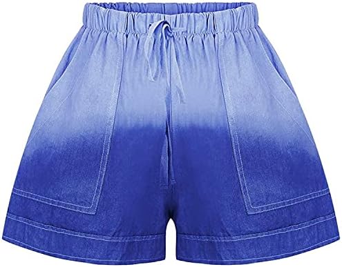 Къси панталони с еластичен ластик на кръста за жените, Летни Цветни Шорти за почивка, Удобни Къси Панталони, Леки Плажни Шорти с завязками (Multicolor3, X-Large)