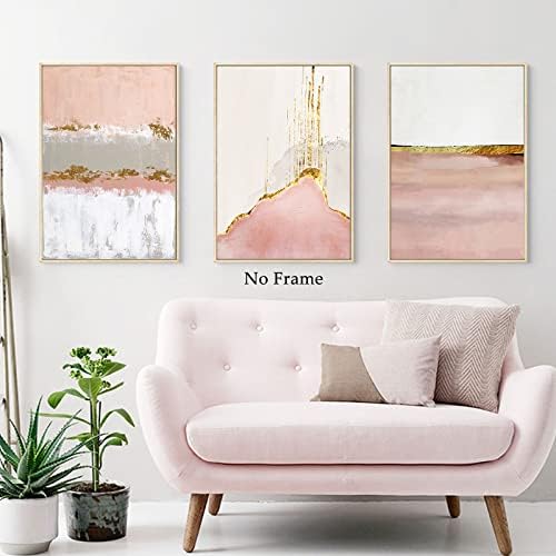 Абстрактен Розово Платно на Стенно Изкуство, Златно и Розово произведение на Съвременното Мраморно Стенно Изкуство Румяно-Розова