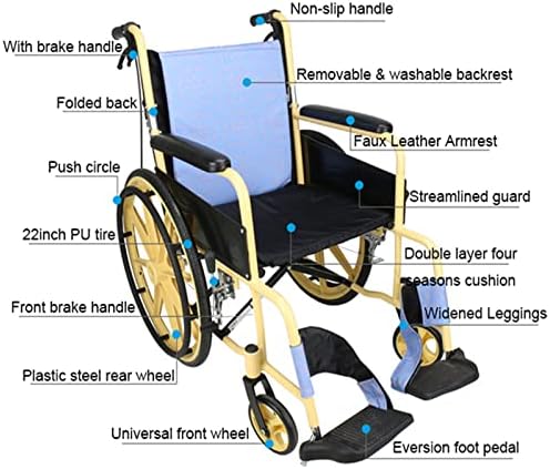 Сгъваеми Задвижва инвалидни колички с Ръчни спирачки, Свалящ Дишаща Моющаяся възглавница за гърба от Алуминиева Сплав