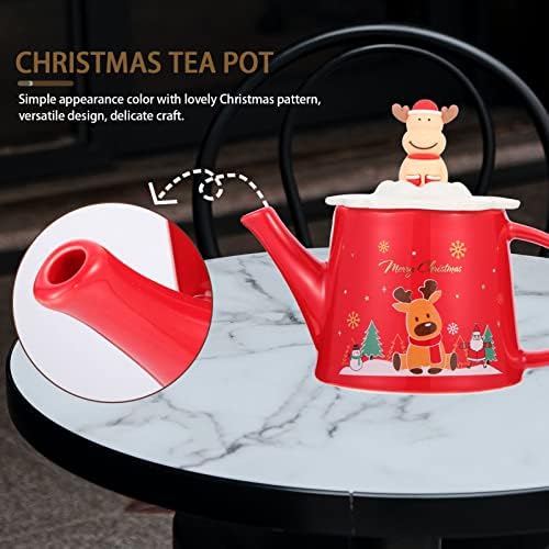 Hemoton Коледни подаръци Керамичен Коледен Чайник за чай с Чаша за заваряване на Чай Коледен Порцеланов Чайник