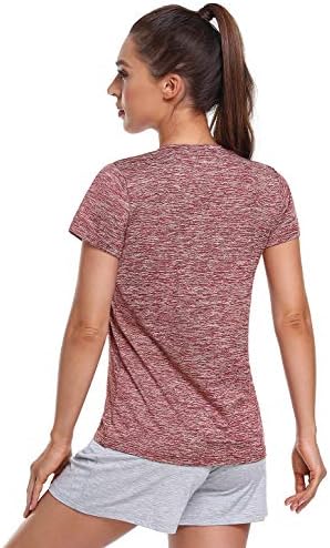 Женска Тениска Dry Fit с къс ръкав, 5 опаковки, Впитывающая влага Спортна тениска с V-образно деколте
