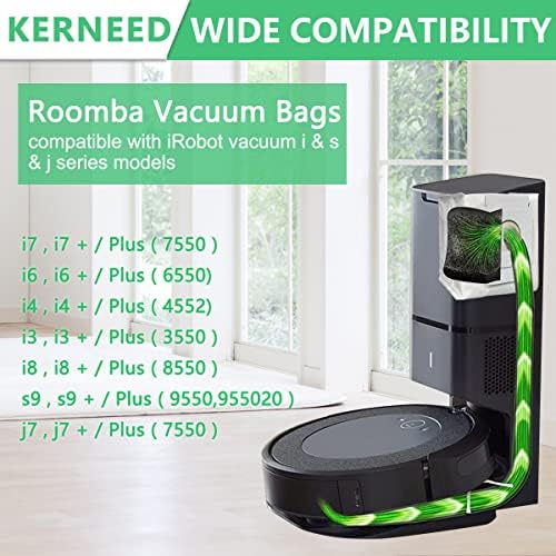 8 Опаковки вакуумни торби Roomba, съвместими с пакети за премахване на прах iRobot, i7 i7 + i3, i3 + i4 i4 + i6 i6 + i8 i8 + s9 s9+ (9550) Автоматични чанти за премахване на мръсотията Clean Base, Под?