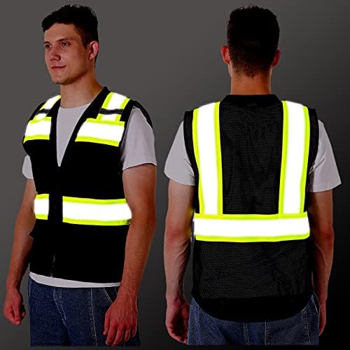 Защитна жилетка ProtectX с цип отпред с 6 джоба Повишена видимост със светлоотразителни ивици, сертифициран