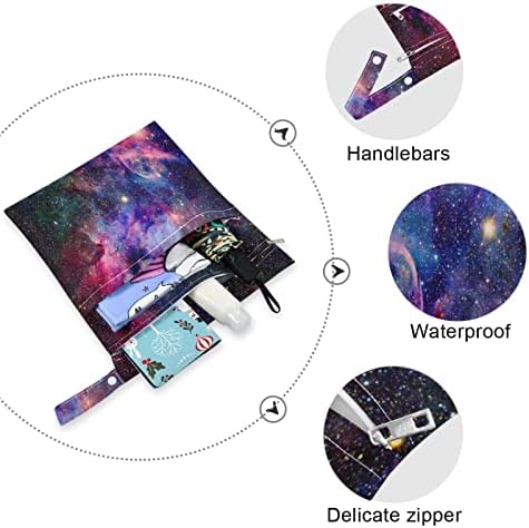 ZZXXB Galaxy Мъглявина Sky Водоустойчив Влажна Чанта за многократна употреба Текстилен Влажна Пелена Суха Чанта с Джоб