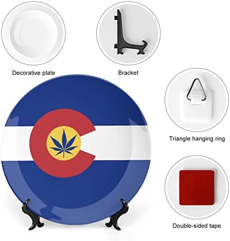 Флаг Плевели Колорадо Керамични Декоративни Чинии с Поставка От Костен Порцелан Висящи Украшения Десертни Чинии