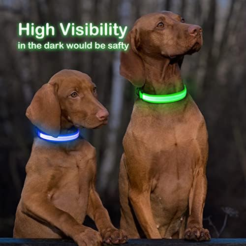 Нашийници за кучета Weesiber Light Up - Акумулаторна батерия led нашийник за кучета - Регулируем нашийник за кучета с подсветка - Светещи в тъмното яки кученца - Мигащи светли