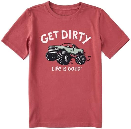 Животът Е Красив. Тениска Kids Get Dirty Truck SS Crusher Tee, Выцветшая Червена, XX-Large