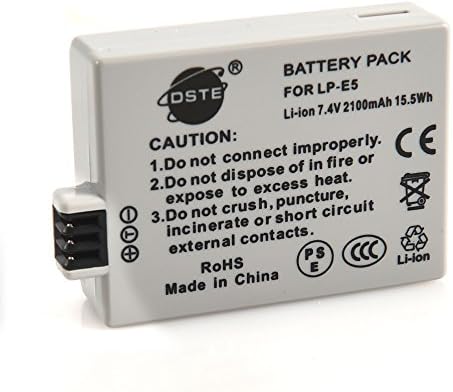Подмяна на DSTE за 2X батерии LP-E5 + DC27 Адаптер за пътуване и зарядно устройство, Съвместим с цифров фотоапарат