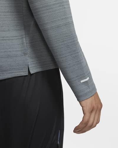 Мъжка тениска за бягане Nike Dri-FIT Miler с дълъг ръкав, Сива риза За бягане