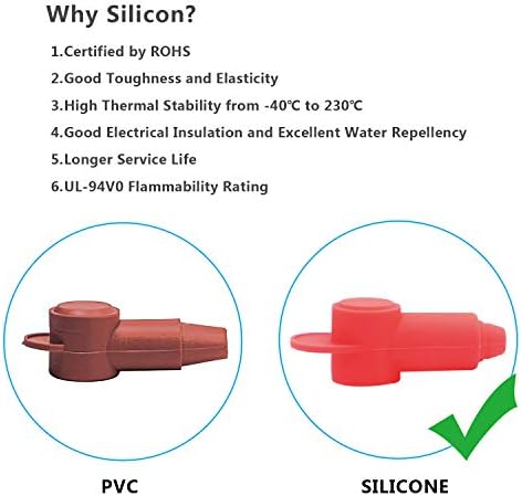 Откат на STC20-6 6 Опаковки силиконови клеммных покрива за закрепване на батерията генератор и блокира връзката хранене, подходящ за кабели от 2 / 0AWG до 3 / 0AWG, 3 Червени и