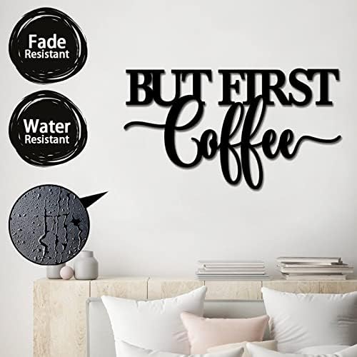 Кафе Табела, Метален Отвор - Но Първо Кафе, Стенни Знак - 3D Word Art Домашен Акцентный Декор, Но Първо Кафе, Метална