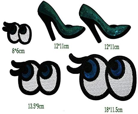 Обувки за устни с пайети под формата на прасковен цвят Сърце, Бродирани Желязна Бродерия, Стикери (Синя серия)