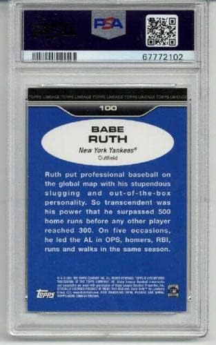 2011 Topps Lineage #100 Бейб Рут Четец на Ню Йорк Янкис Psa 10 Ниската популярност на 14 Бейзболни картички с редки надписи