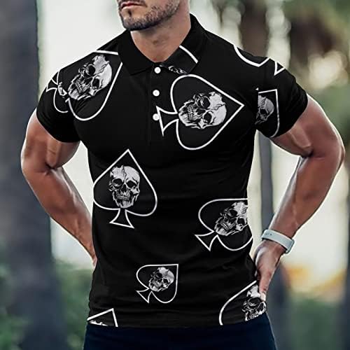 Мъжки Мускулна Тениска Skull Ace of Spades, Тениска-Поло с къс ръкав, Ежедневни Тънки Тениски За Голф