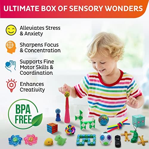 Brain Blast 30 Опаковки Сензорни играчки-Непосед, определени за облекчаване на стреса, Инструменти срещу Безпокойство,