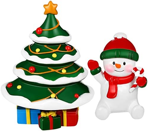 POPETPOP 2 бр. Коледна Украса за вашия Аквариум, Коледно Дърво, Фигурки на Снежен човек, Украса от Аквариумной Смола, Украса
