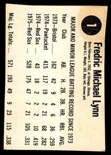 1976 Любовница № 1 Фред Лин Бостън Ред Сокс (бейзболна картичка) VG Red Sox