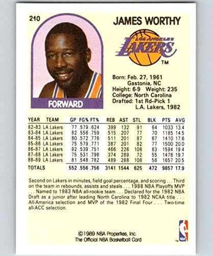 1989-90 Баскетбол с уличен 210 Джеймс Уорти Лос Анджелис Лейкърс Официалната търговска картичка НБА