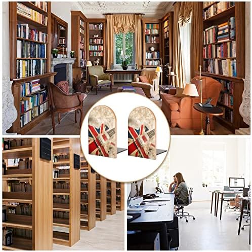 Ретро Британската Поп-Китара на Дървени Книгата Завършва 2 БР Нескользящие Дървени Поставки за Книги за Домашен Офис Декор