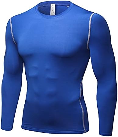 BADHUB Мъжки Компресия Ризи с дълъг ръкав, тениски с Базов Слой за Активни Спортове, Спортна Тренировочная Риза Slim
